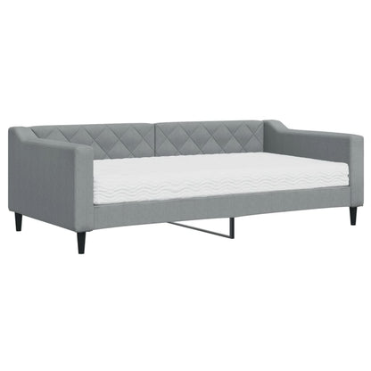 Divano Letto con Materasso Grigio Chiaro 90x190 cm in Tessuto - homemem39