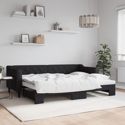 Divano Letto con Letto Estraibile Nero 80x200 Tessuto | homemem39