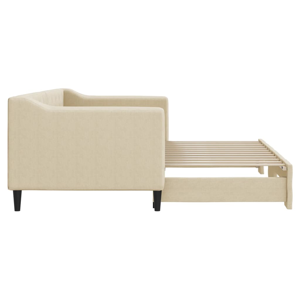 Divano Letto con Letto Estraibile Crema 80x200 cm Tessuto | homemem39