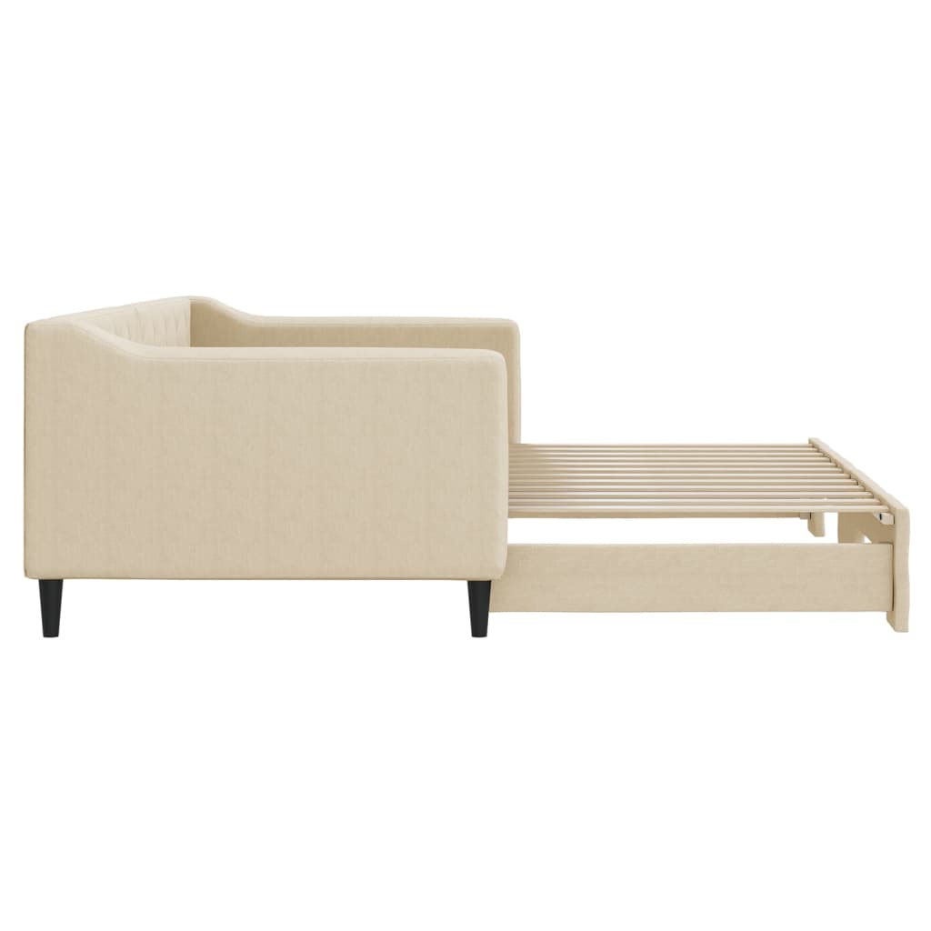 Divano Letto con Letto Estraibile Crema 90x200 cm in Tessuto - homemem39