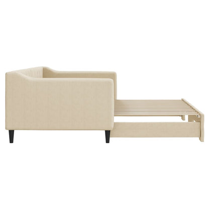 Divano Letto con Letto Estraibile Crema 90x200 cm in Tessuto - homemem39