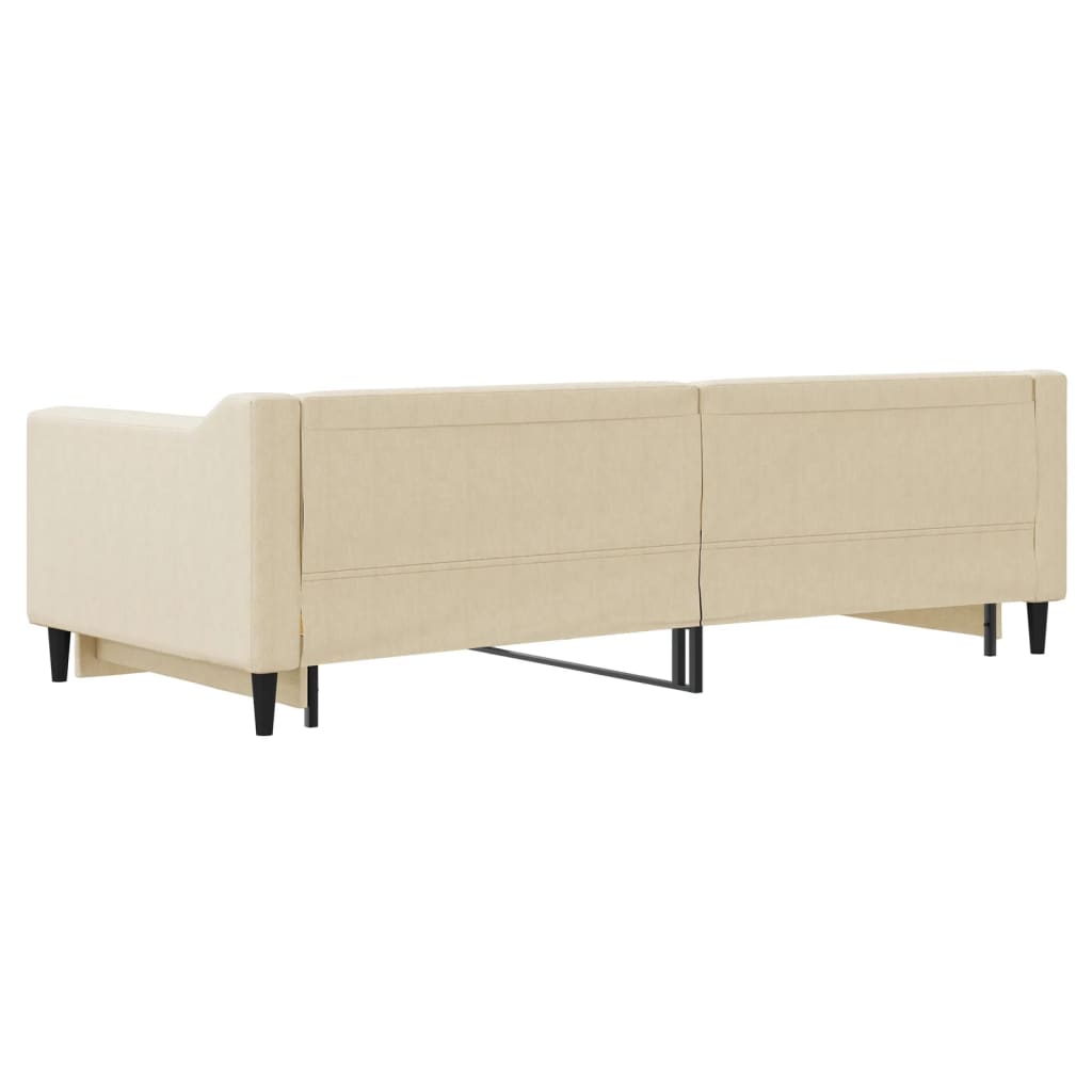 Divano Letto con Letto Estraibile Crema 90x200 cm in Tessuto - homemem39