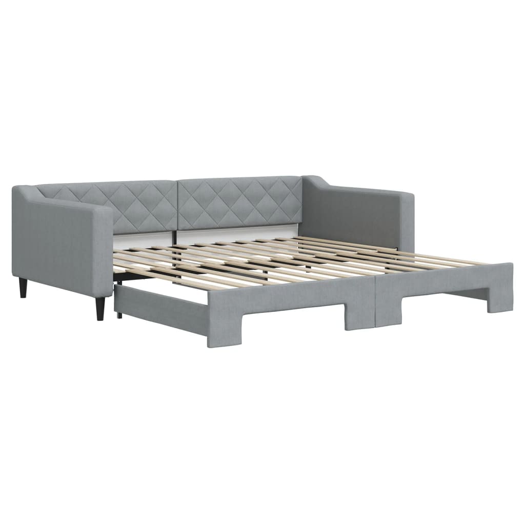 Divano Letto con Letto Estraibile Grigio Chiaro 100x200 Tessuto - homemem39