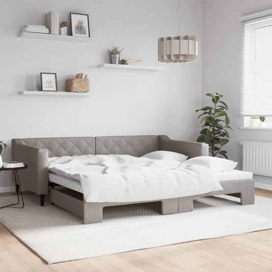 Divano Letto con Letto Estraibile Tortora 100x200 cm in Tessuto | homemem39