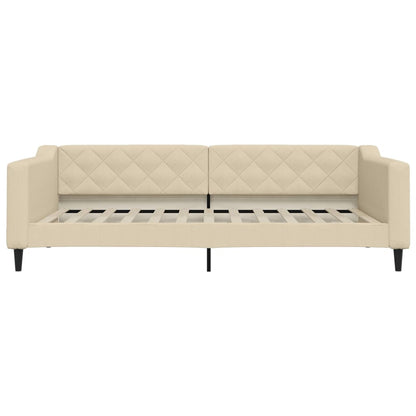 Divano Letto con Letto Estraibile Crema 100x200 cm in Tessuto | homemem39