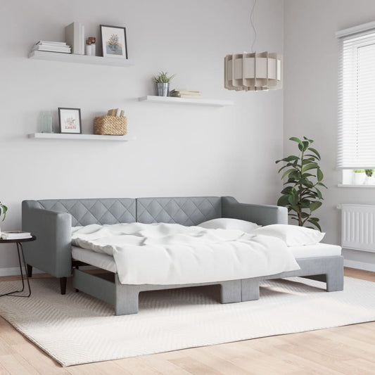 Divano Letto con Letto Estraibile Grigio Chiaro 90x190 Tessuto | homemem39