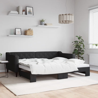 Divano Letto con Letto Estraibile Nero 90x190 cm in Tessuto | homemem39