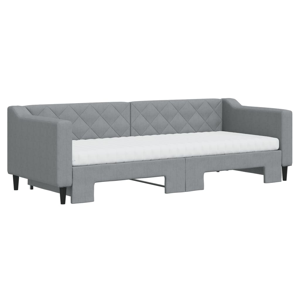 Divano Letto Estraibile Materassi Grigio Chiaro 80x200 Tessuto - homemem39