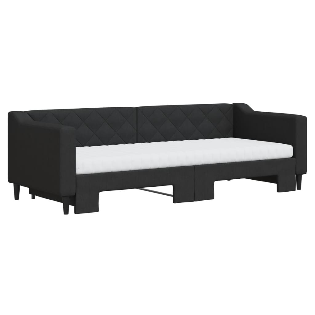 Divano Letto Estraibile con Materassi Nero 80x200 cm Tessuto - homemem39