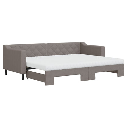 Divano Letto Estraibile con Materassi Tortora 80x200 cm Tessuto - homemem39