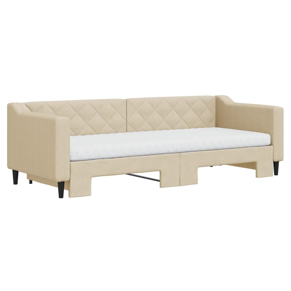 Divano Letto Estraibile con Materassi Crema 80x200 cm Tessuto - homemem39