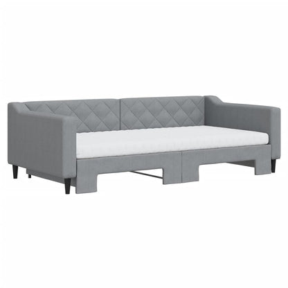 Divano Letto Estraibile Materassi Grigio Chiaro 100x200 Tessuto - homemem39