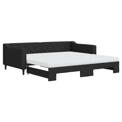 Divano Letto Estraibile con Materassi Nero 100x200 cm Tessuto - homemem39