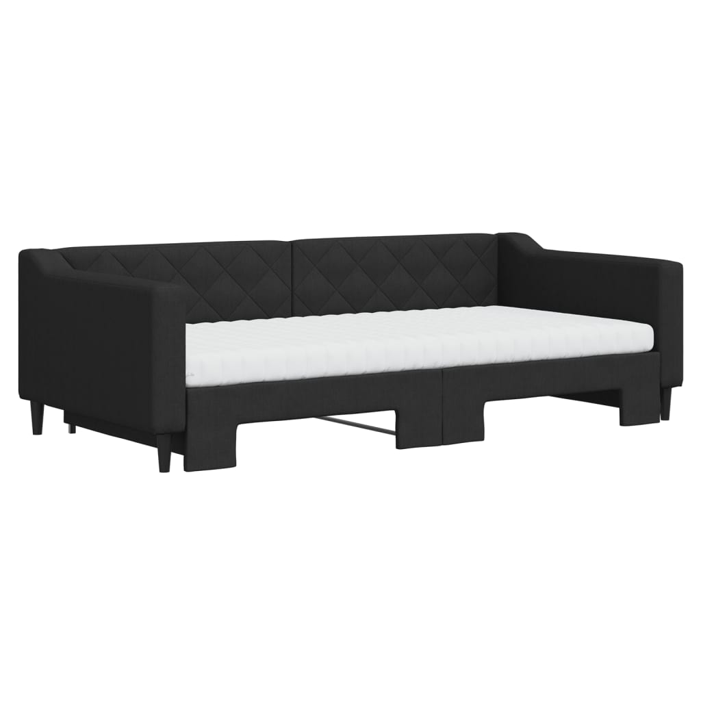 Divano Letto Estraibile con Materassi Nero 100x200 cm Tessuto - homemem39