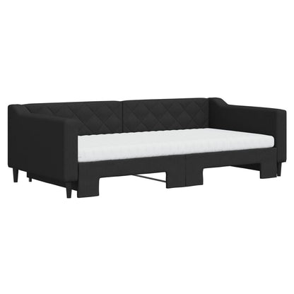 Divano Letto Estraibile con Materassi Nero 100x200 cm Tessuto - homemem39