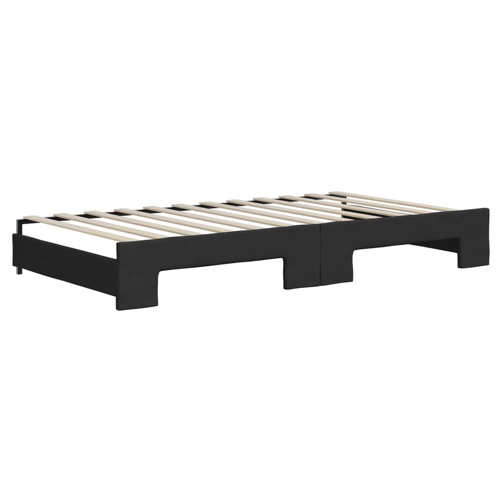 Divano Letto Estraibile con Materassi Nero 100x200 cm Tessuto - homemem39