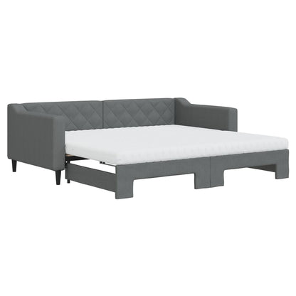 Divano Letto Estraibile Materassi Grigio Scuro 90x190cm Tessuto - homemem39