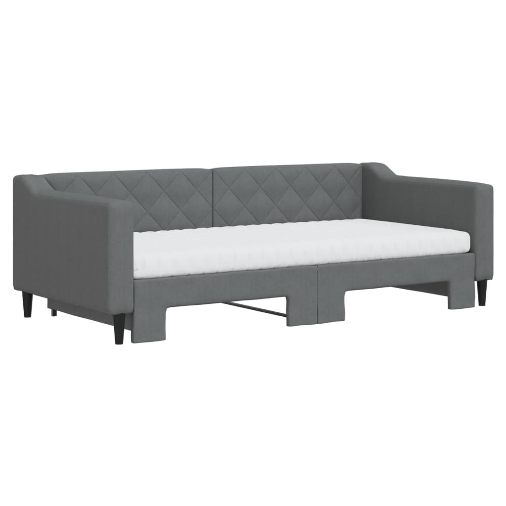 Divano Letto Estraibile Materassi Grigio Scuro 90x190cm Tessuto - homemem39