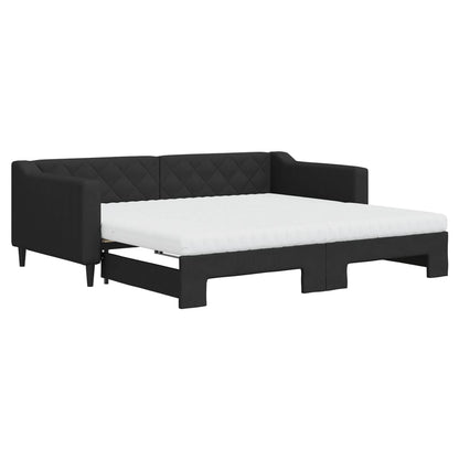 Divano Letto Estraibile con Materassi Nero 90x190 cm in Tessuto - homemem39