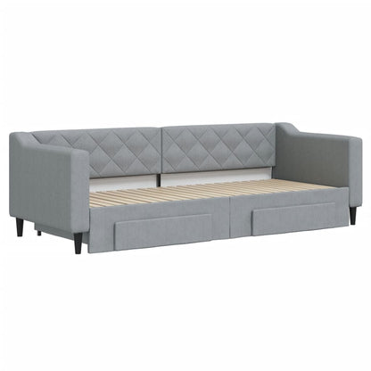 Divano Letto Estraibile Cassetti Grigio Chiaro 80x200cm Tessuto - homemem39