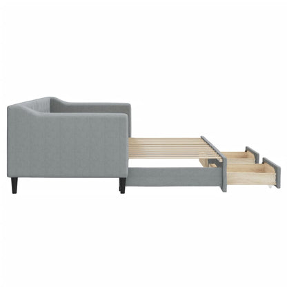 Divano Letto Estraibile Cassetti Grigio Chiaro 80x200cm Tessuto - homemem39