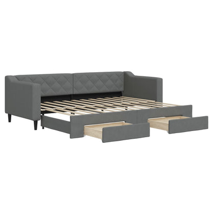 Divano Letto Estraibile Cassetti Grigio Scuro 80x200cm Tessuto - homemem39