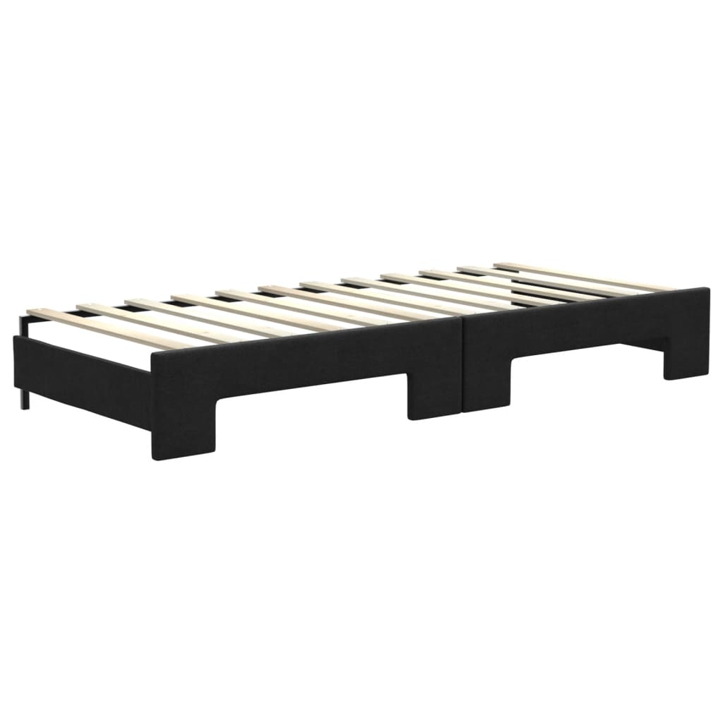 Divano Letto Estraibile con Cassetti Nero 80x200 cm in Tessuto | homemem39