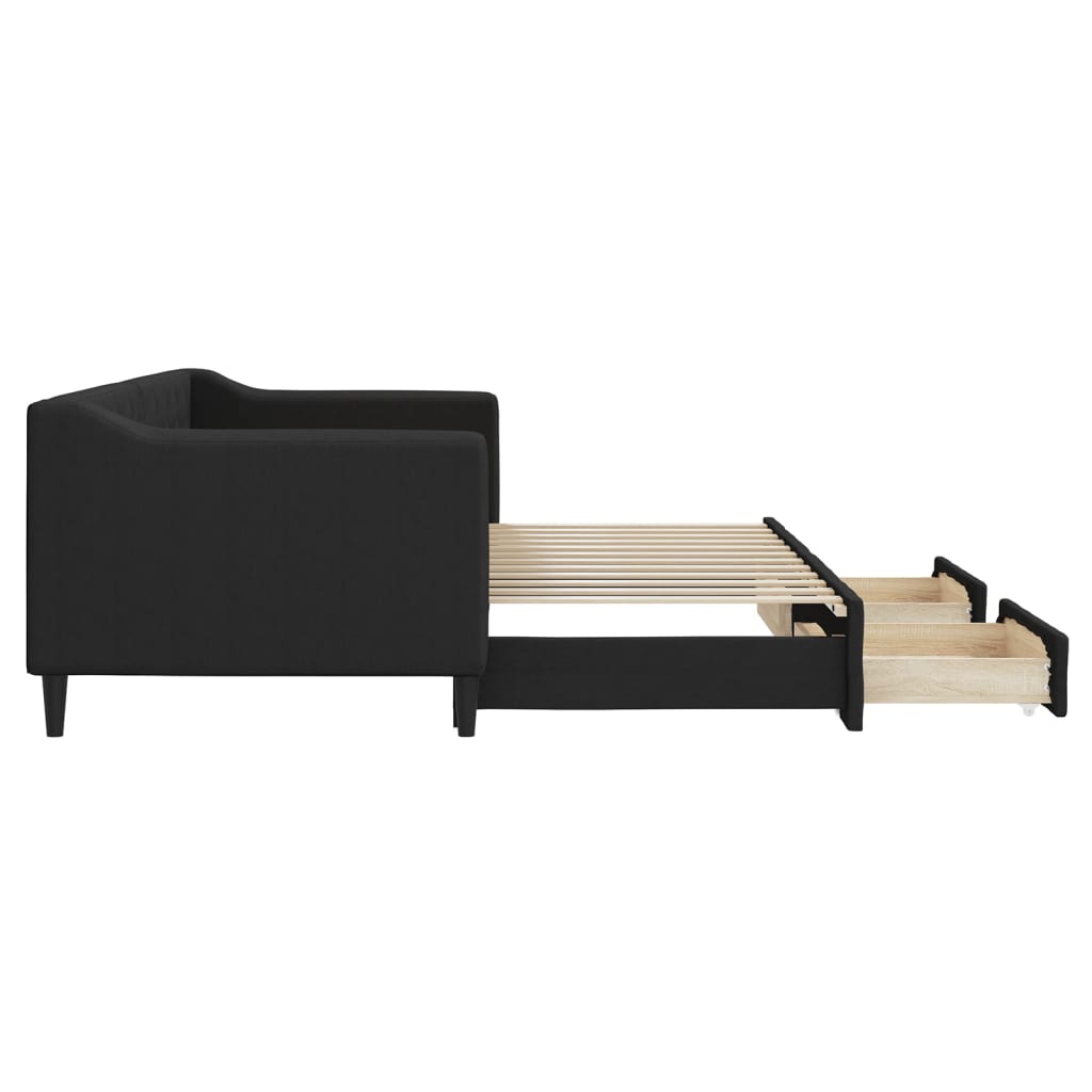 Divano Letto Estraibile con Cassetti Nero 80x200 cm in Tessuto | homemem39