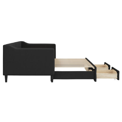 Divano Letto Estraibile con Cassetti Nero 80x200 cm in Tessuto | homemem39
