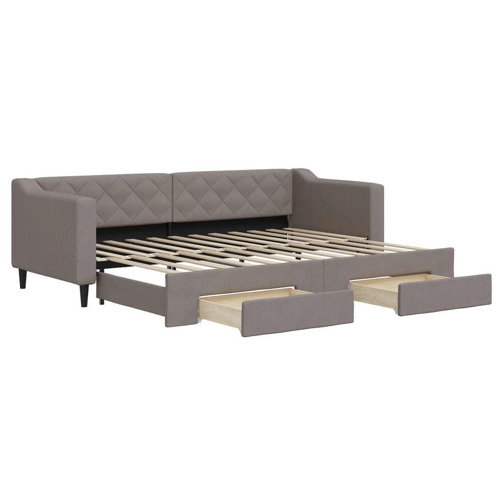 Divano Letto Estraibile con Cassetti Tortora 80x200 cm Tessuto | homemem39