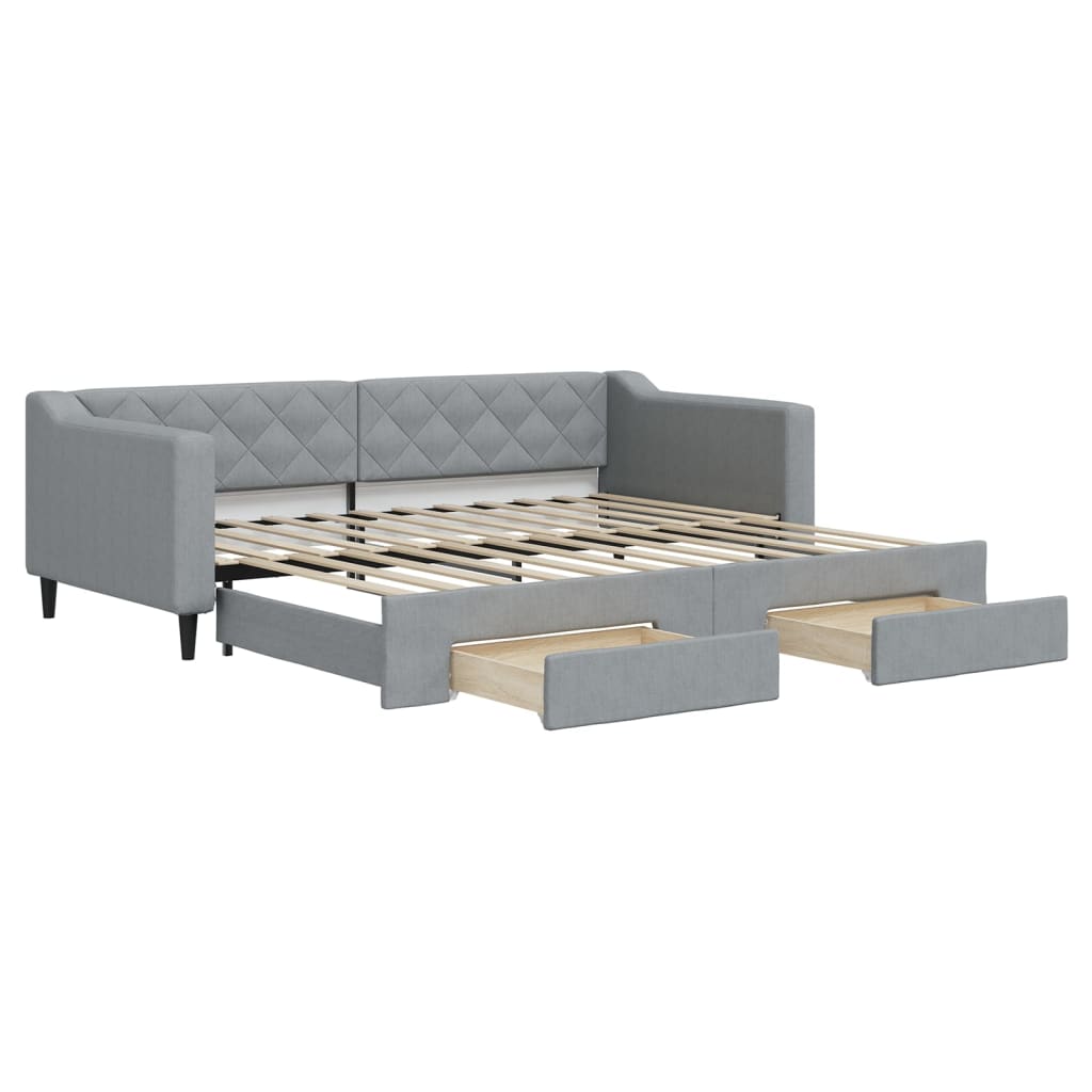 Divano Letto Estraibile Cassetti Grigio Chiaro 90x200cm Tessuto - homemem39