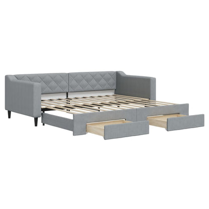 Divano Letto Estraibile Cassetti Grigio Chiaro 90x200cm Tessuto - homemem39