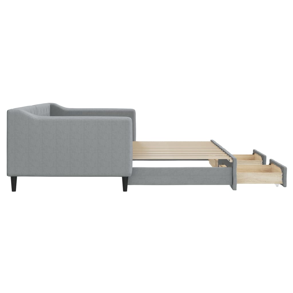 Divano Letto Estraibile Cassetti Grigio Chiaro 90x200cm Tessuto - homemem39