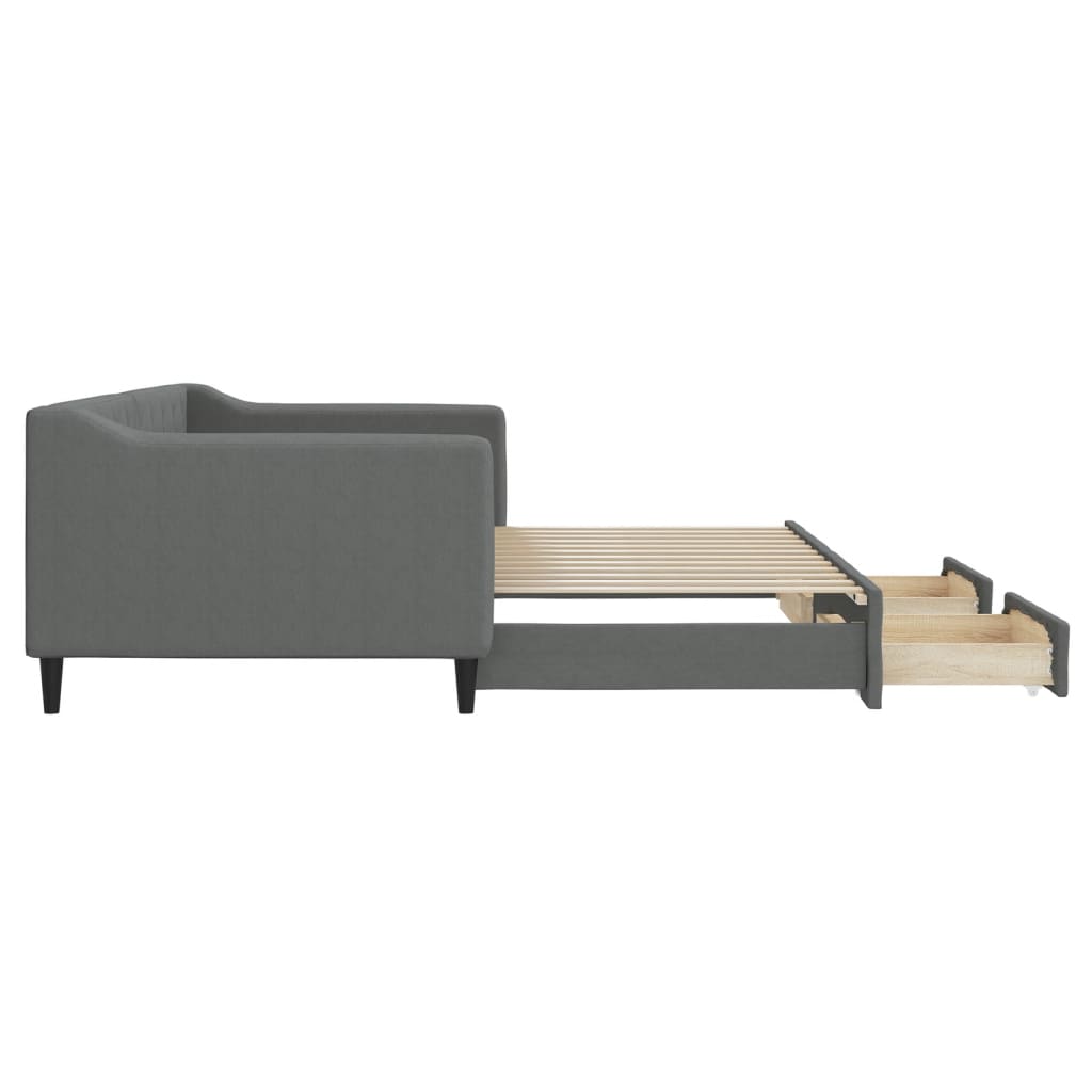 Divano Letto Estraibile Cassetti Grigio Scuro 90x200cm Tessuto - homemem39
