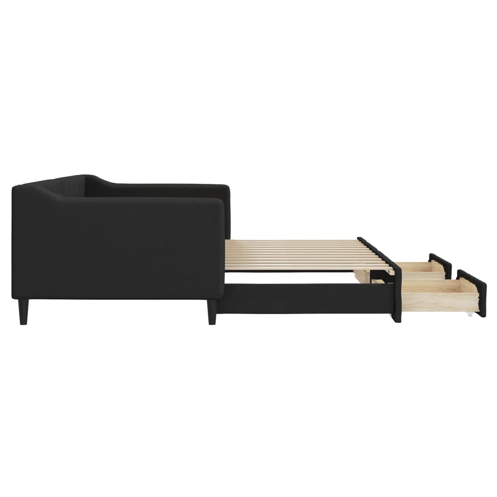 Divano Letto Estraibile con Cassetti Nero 90x200 cm in Tessuto - homemem39