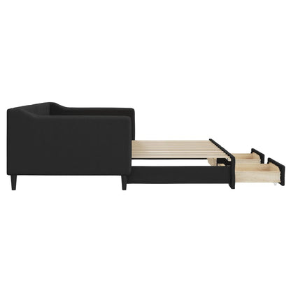 Divano Letto Estraibile con Cassetti Nero 90x200 cm in Tessuto - homemem39