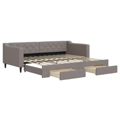 Divano Letto Estraibile con Cassetti Tortora 90x200 cm Tessuto | homemem39