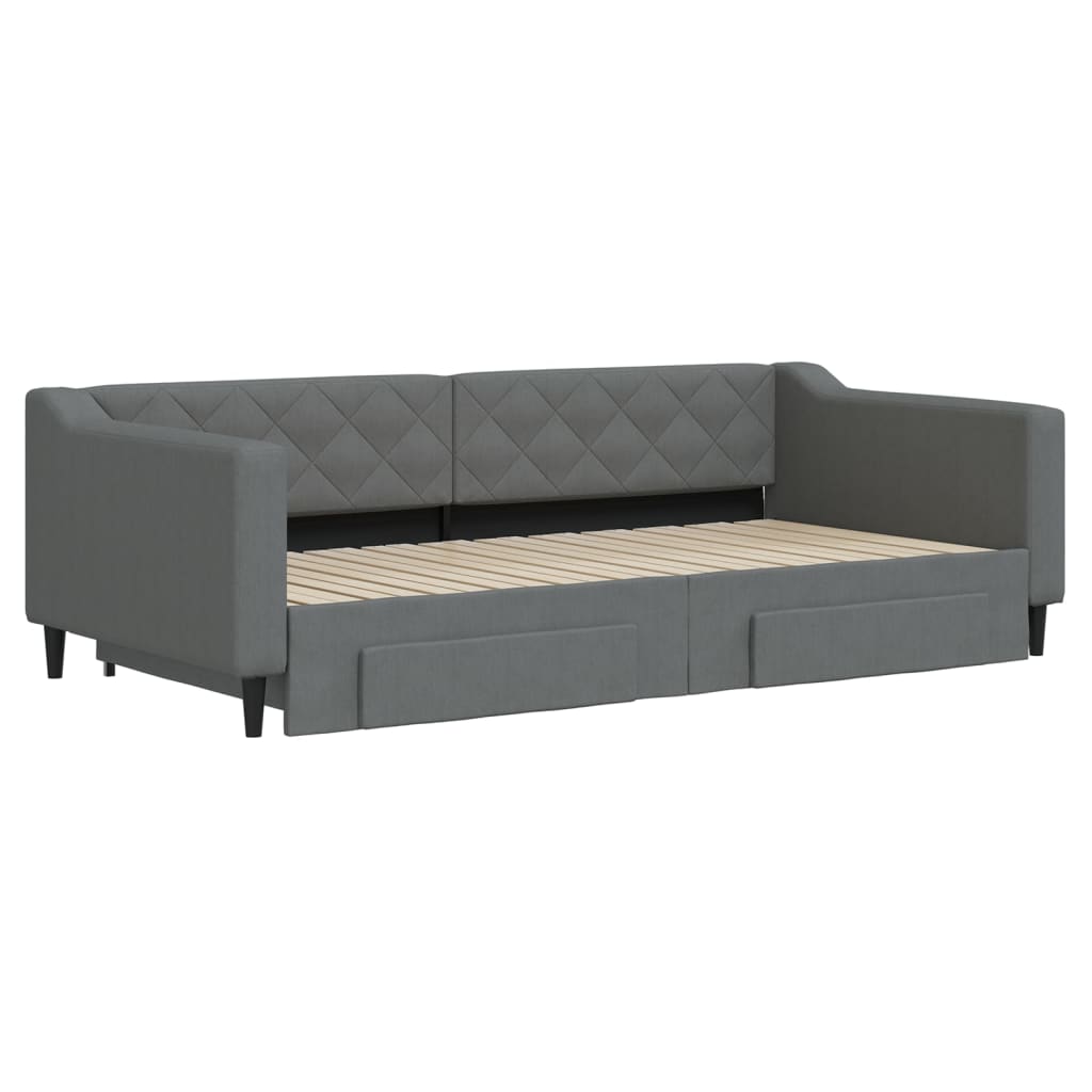Divano Letto Estraibile Cassetti Grigio Scuro 100x200cm Tessuto - homemem39