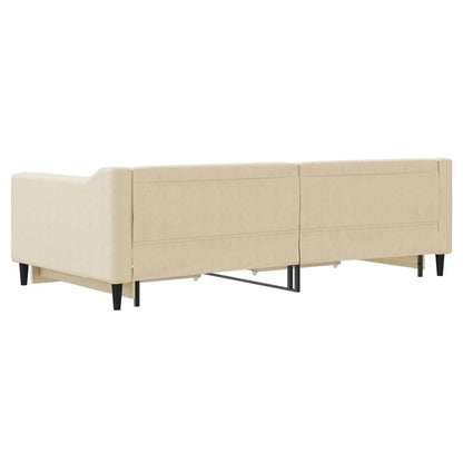 Divano Letto Estraibile con Cassetti Crema 100x200cm in Tessuto - homemem39