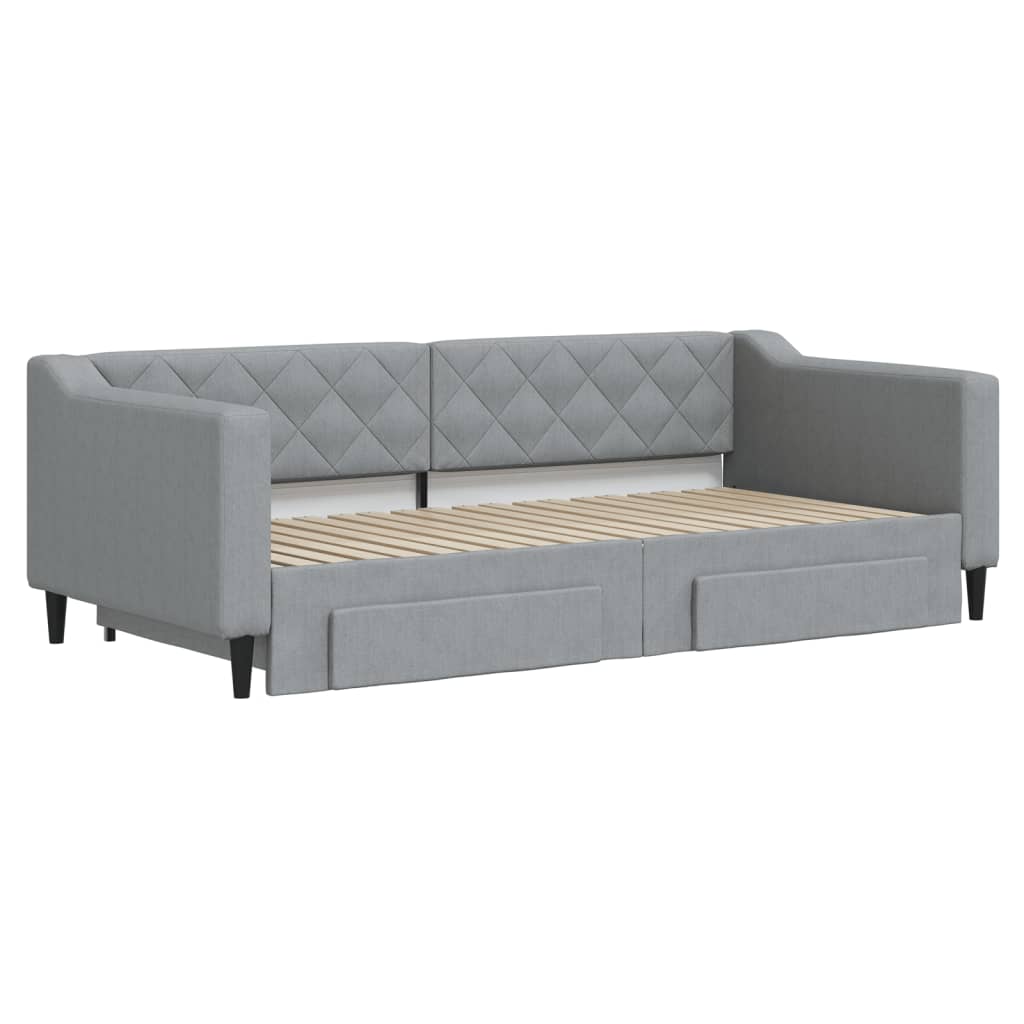 Divano Letto Estraibile Cassetti Grigio Chiaro 90x190cm Tessuto | homemem39
