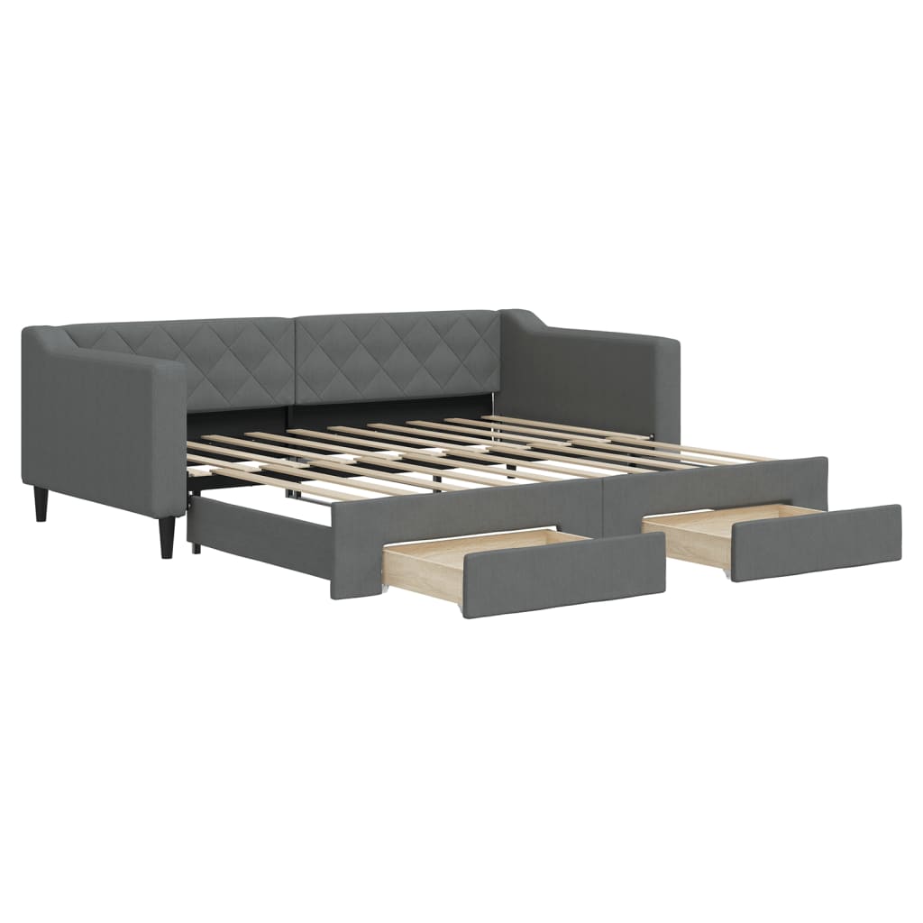 Divano Letto Estraibile Cassetti Grigio Scuro 90x190cm Tessuto - homemem39