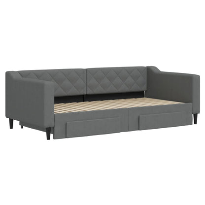 Divano Letto Estraibile Cassetti Grigio Scuro 90x190cm Tessuto - homemem39
