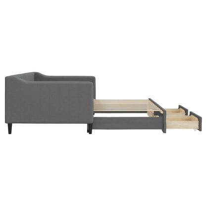Divano Letto Estraibile Cassetti Grigio Scuro 90x190cm Tessuto - homemem39