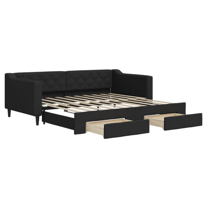 Divano Letto Estraibile con Cassetti Nero 90x190 cm in Tessuto | homemem39