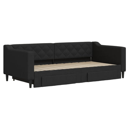 Divano Letto Estraibile con Cassetti Nero 90x190 cm in Tessuto | homemem39