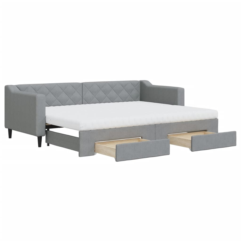 Divano Letto Estraibile Cassetti Grigio Chiaro 80x200cm Tessuto | homemem39