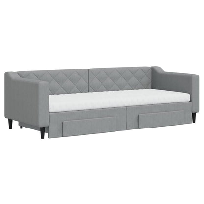 Divano Letto Estraibile Cassetti Grigio Chiaro 80x200cm Tessuto | homemem39