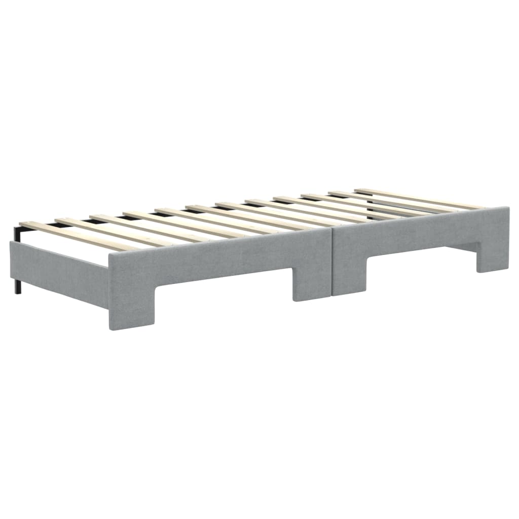 Divano Letto Estraibile Cassetti Grigio Chiaro 80x200cm Tessuto | homemem39
