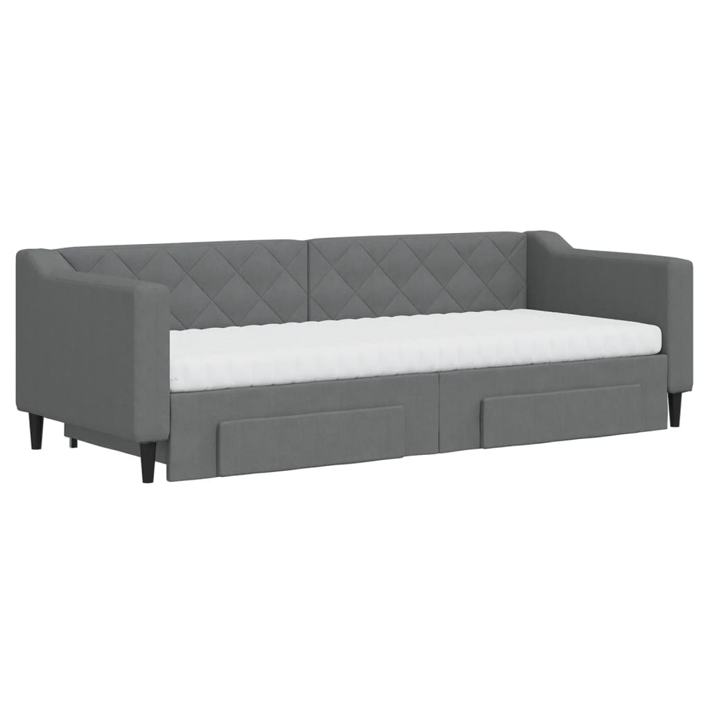 Divano Letto Estraibile Cassetti Grigio Scuro 80x200cm Tessuto - homemem39