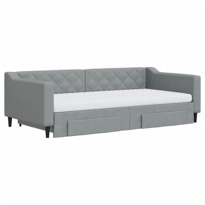 Divano Letto Estraibile Cassetti Grigio Chiaro 100x200 Tessuto - homemem39